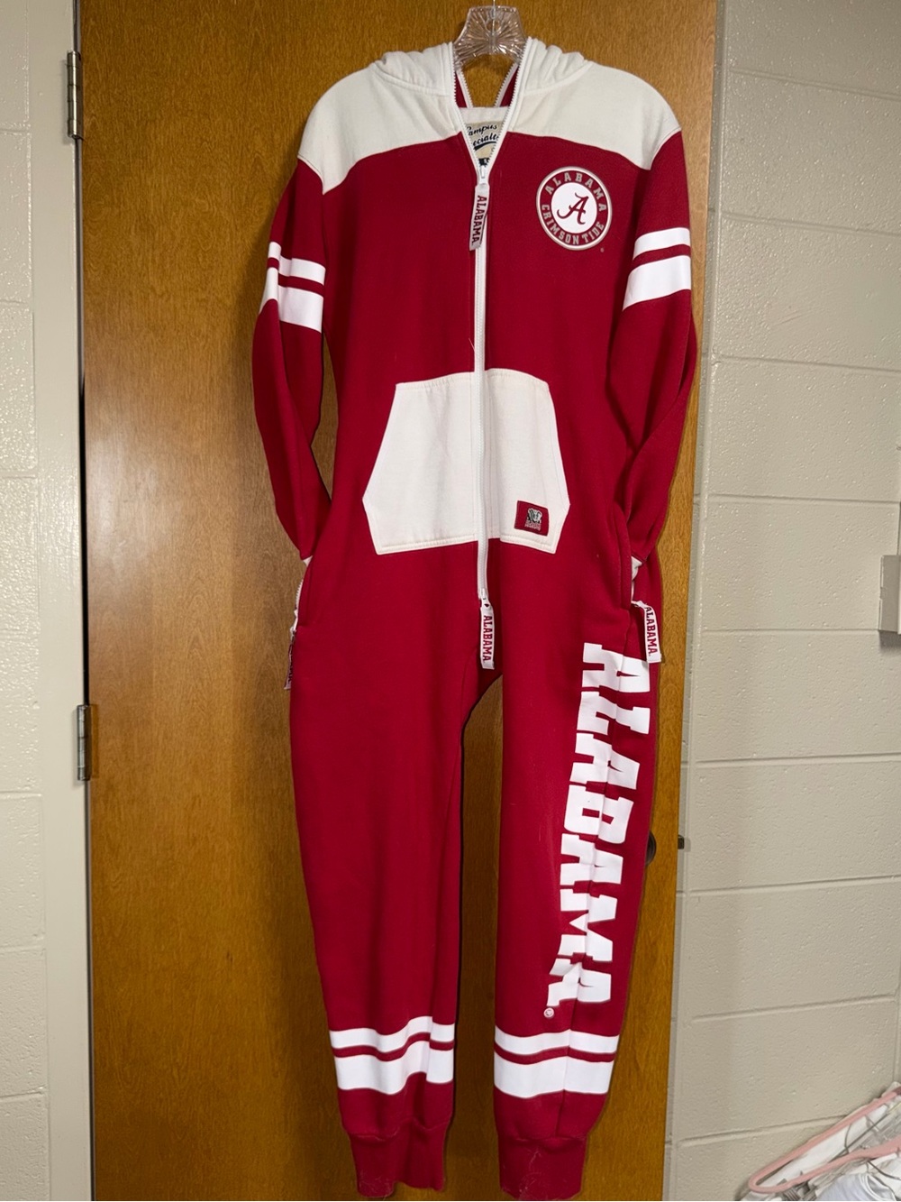 University of Alabama Red Hooded One-Piece Jumpsuit